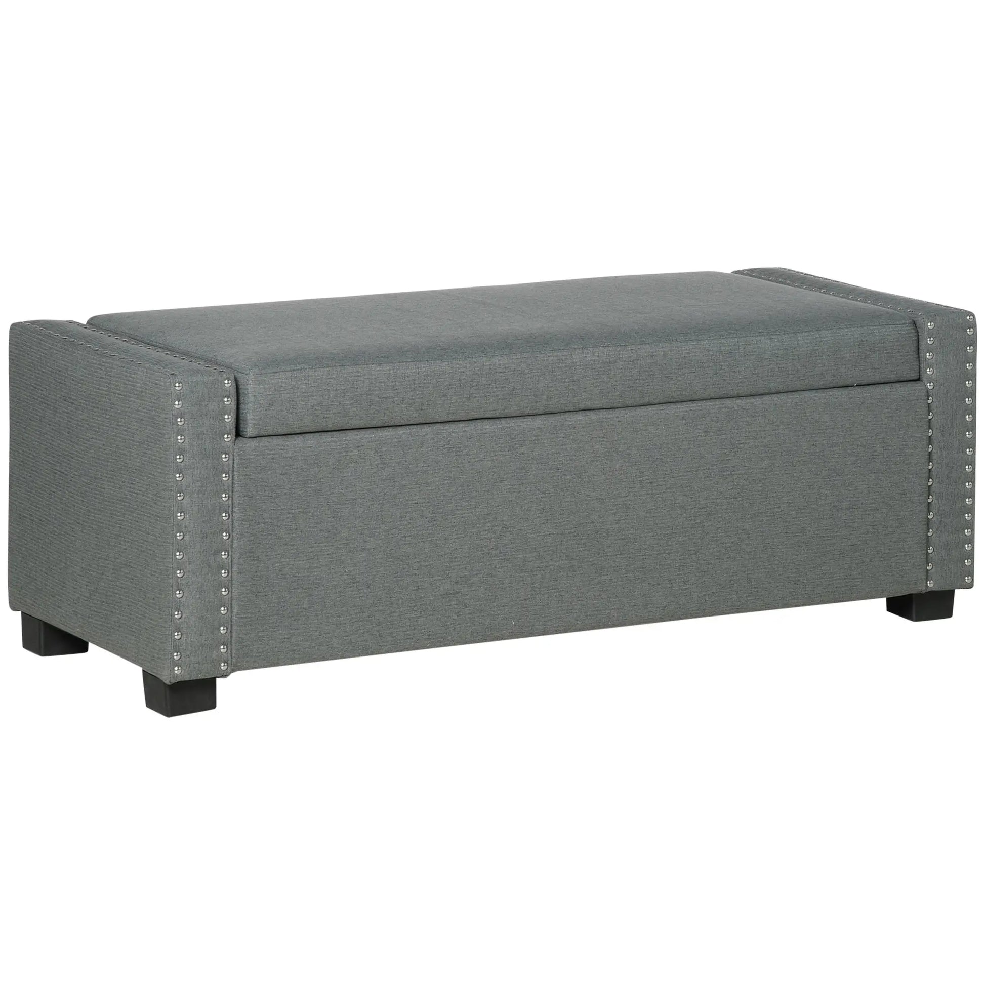 Upholstered Flip Top Storage Bench, Ottoman, Light Grey Storage Ottomans & Benches Light Grey at Gallery Canada