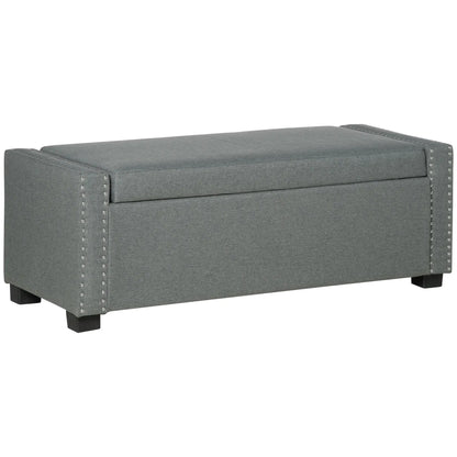 Upholstered Flip Top Storage Bench, Ottoman, Light Grey Storage Ottomans & Benches Light Grey at Gallery Canada