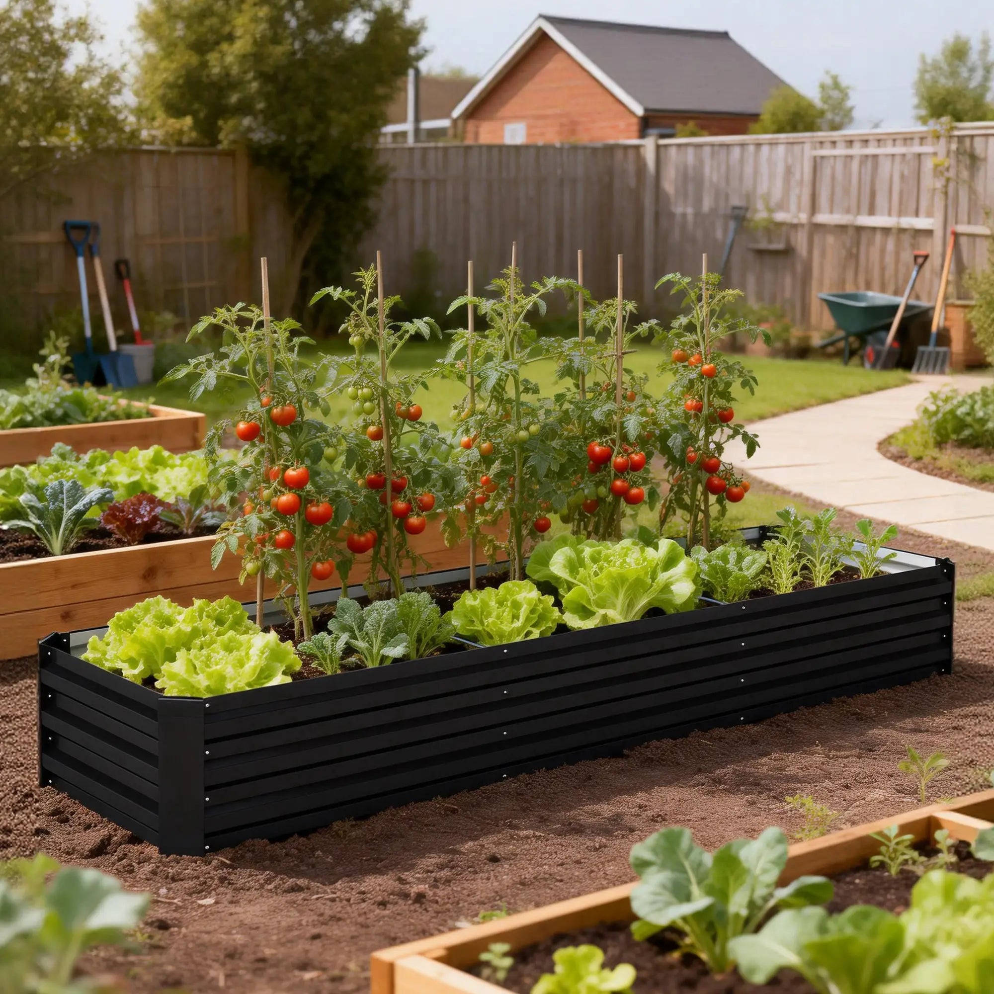 8'x2'x1' Galvanized Raised Bed, Elevated Planter Box, Black Galvanized Planter Boxes at Gallery Canada