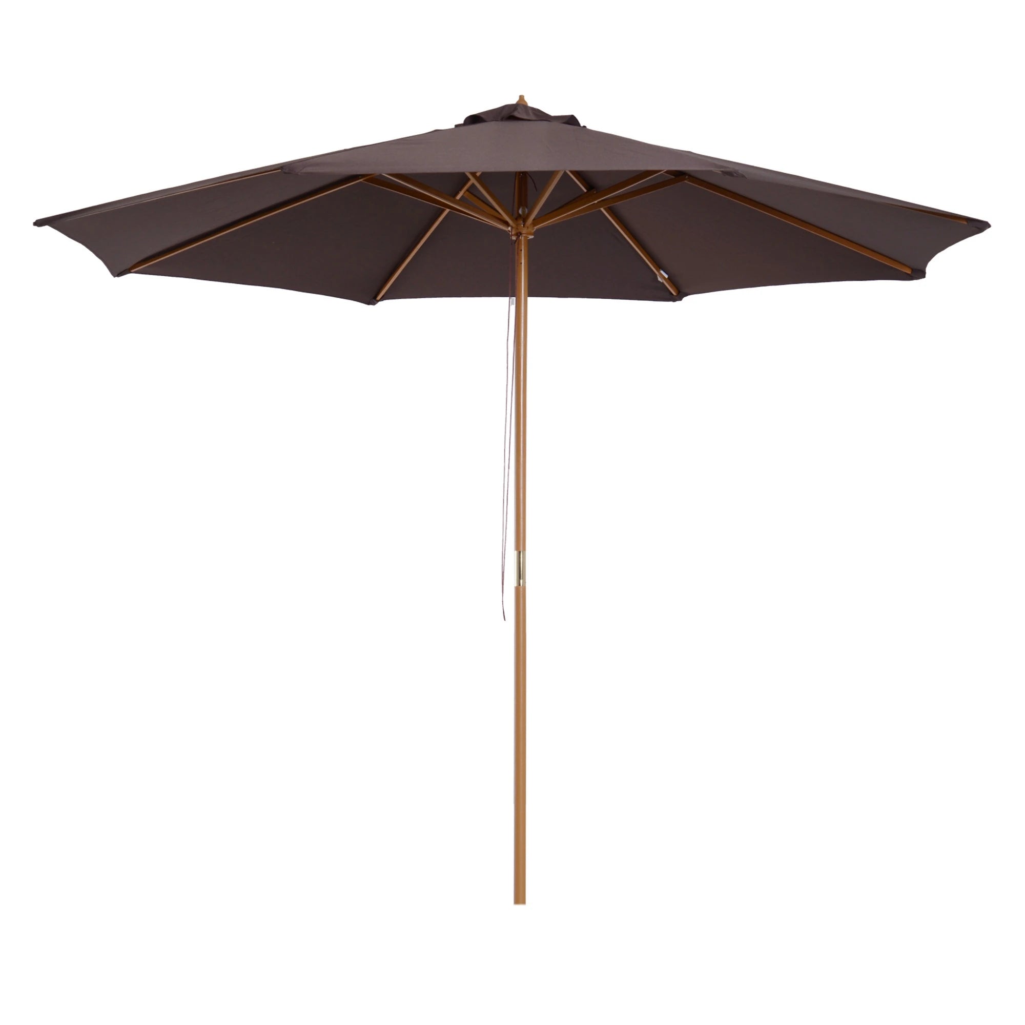 10' x 8' Wooden Patio Umbrella, Outdoor Sunshade Canopy, Bamboo Rib Sun Umbrellas Coffee, Teak at Gallery Canada