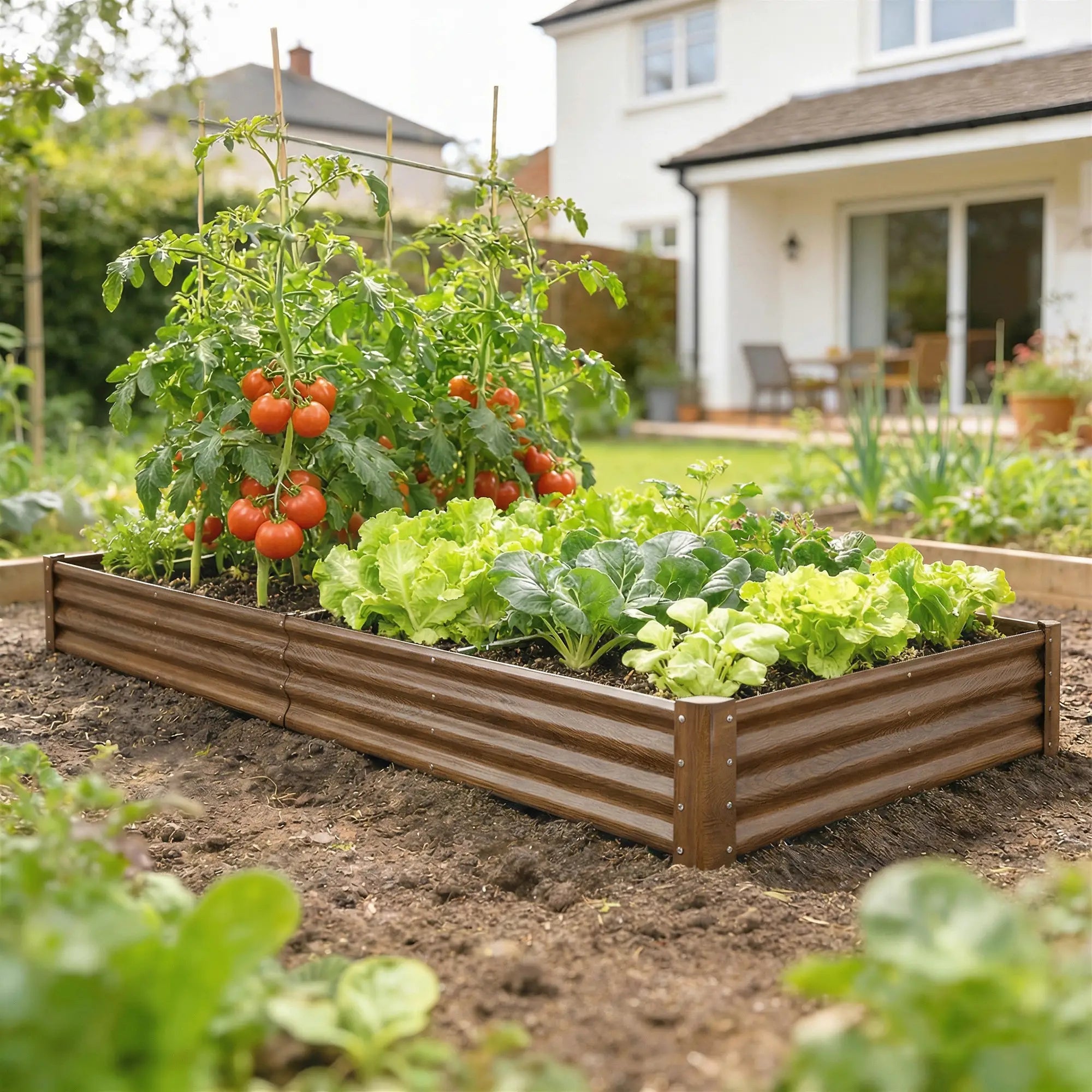 12 x 4 x 1ft Galvanized Raised Garden Bed, Distressed Brown Galvanized Planter Boxes at Gallery Canada
