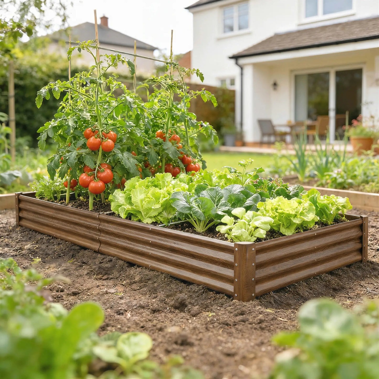 12 x 4 x 1ft Galvanized Raised Garden Bed, Distressed Brown Galvanized Planter Boxes at Gallery Canada
