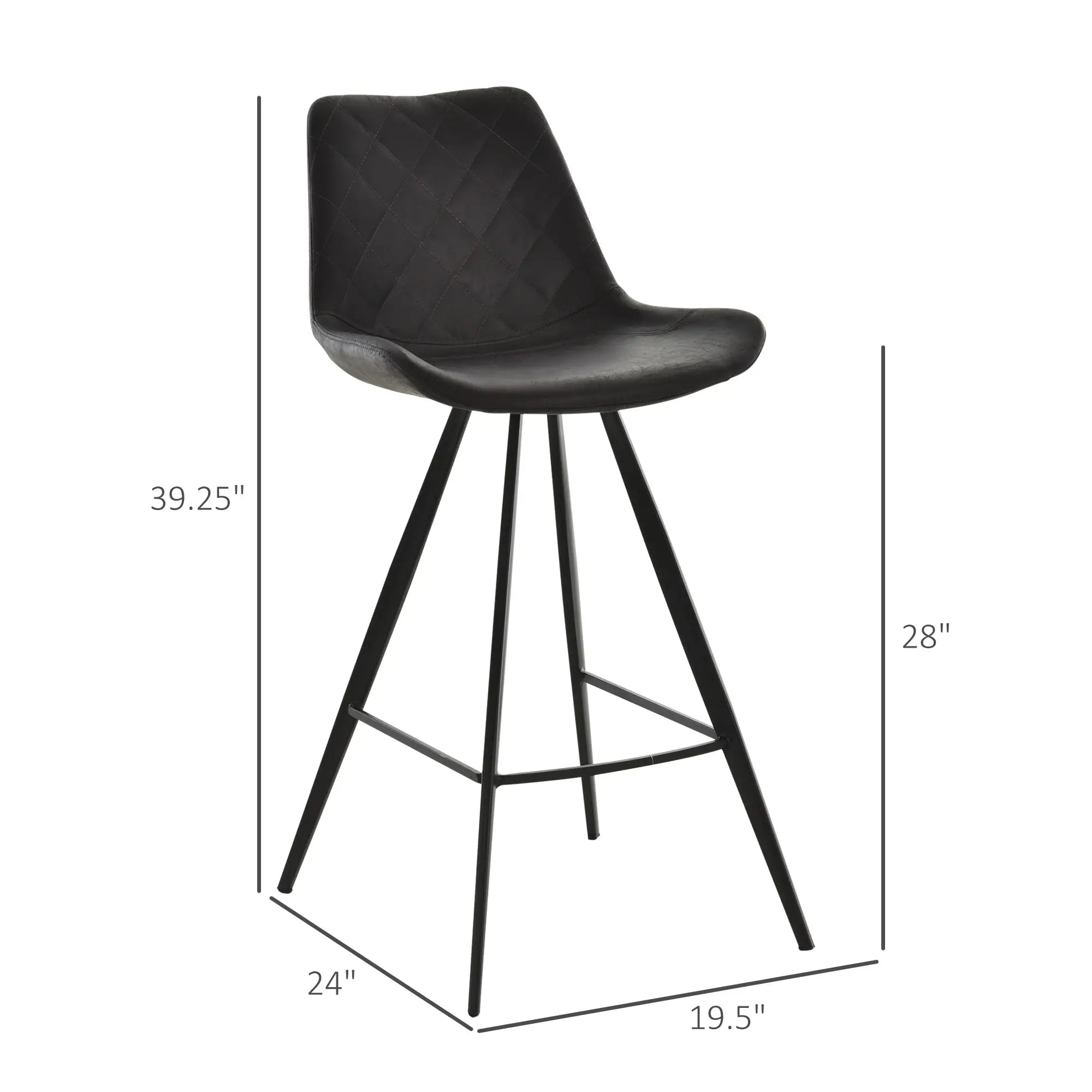 Set of 2 Microfiber Bar Stools, Kitchen Stools with Padded Seat, Black Bar Stools at Gallery Canada