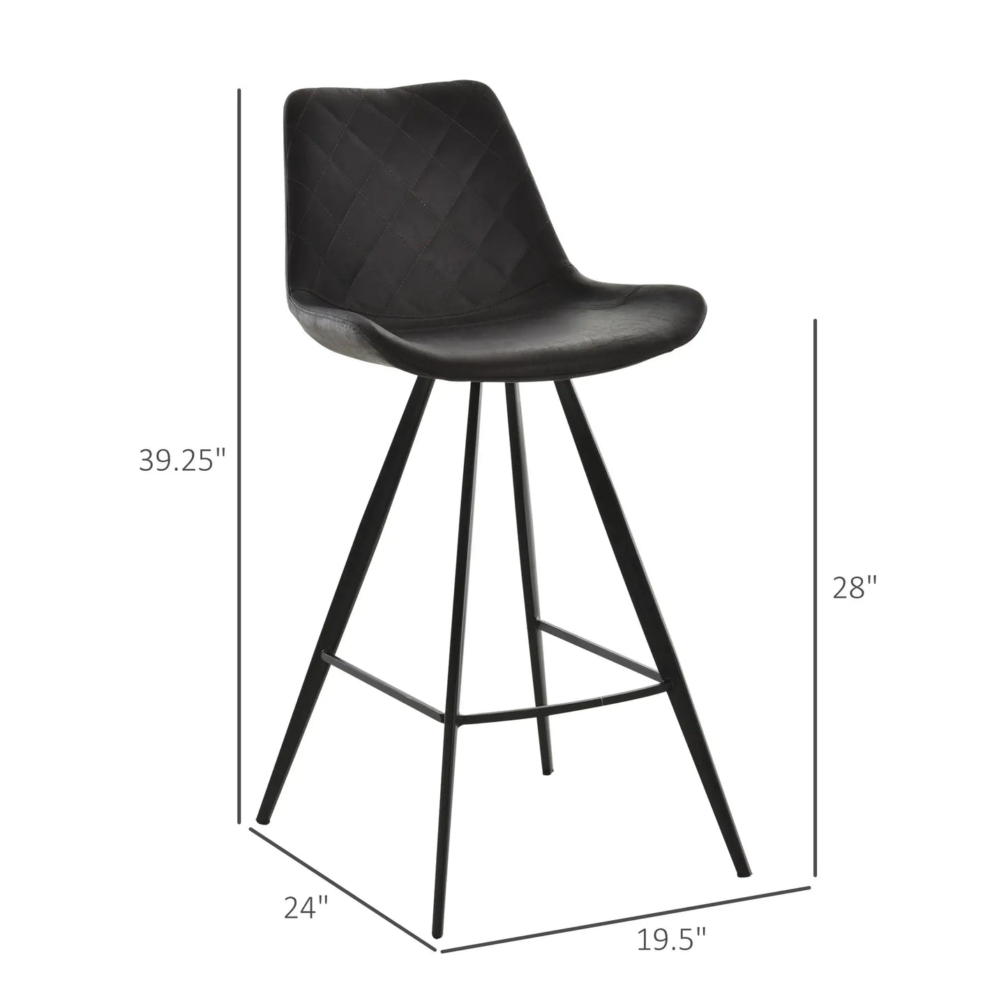 Set of 2 Microfiber Bar Stools, Kitchen Stools with Padded Seat, Black Bar Stools at Gallery Canada