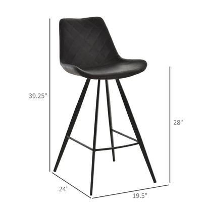 Set of 2 Microfiber Bar Stools, Kitchen Stools with Padded Seat, Black Bar Stools at Gallery Canada