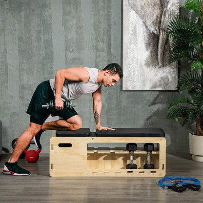 Adjustable Incline Wooden Workout Bench, Dumbbell Rack, Resistance Bands Weight Benches at Gallery Canada
