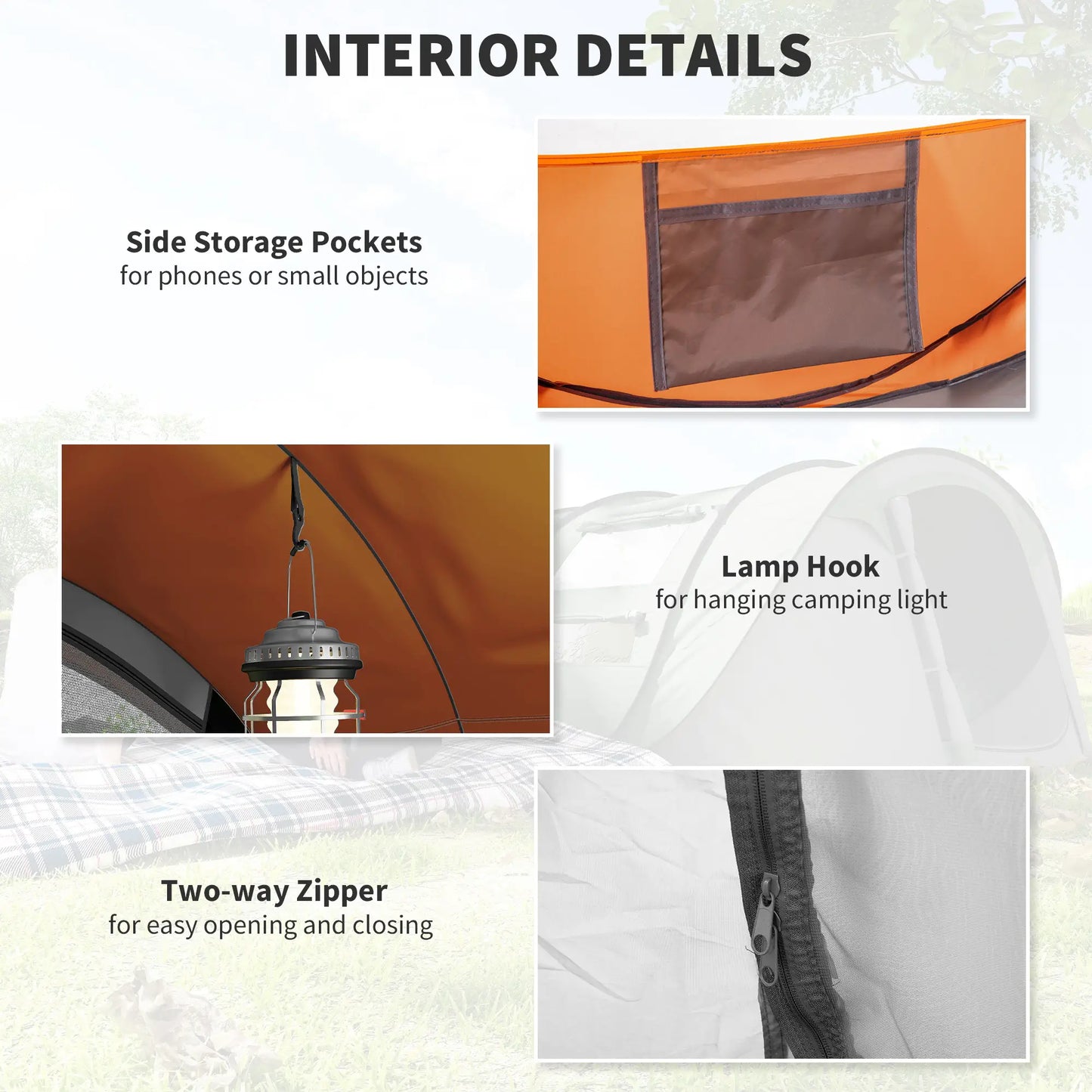 4 Person Pop Up Tent, Automatic Setup, Orange Camping Tents at Gallery Canada