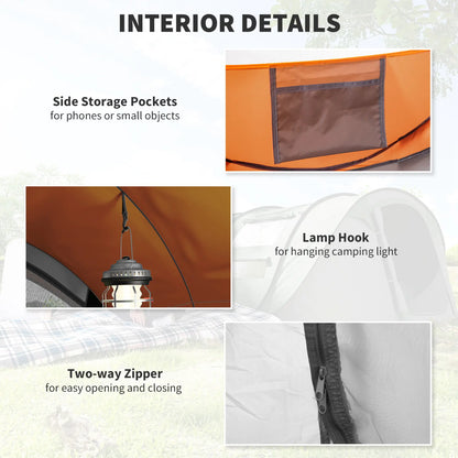 4 Person Pop Up Tent, Automatic Setup, Orange Camping Tents at Gallery Canada