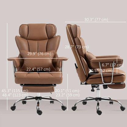 400LBS Massage Office Chair, 6-Point Vibration, Footrest, Lumbar Support, Brown Massage Chairs at Gallery Canada