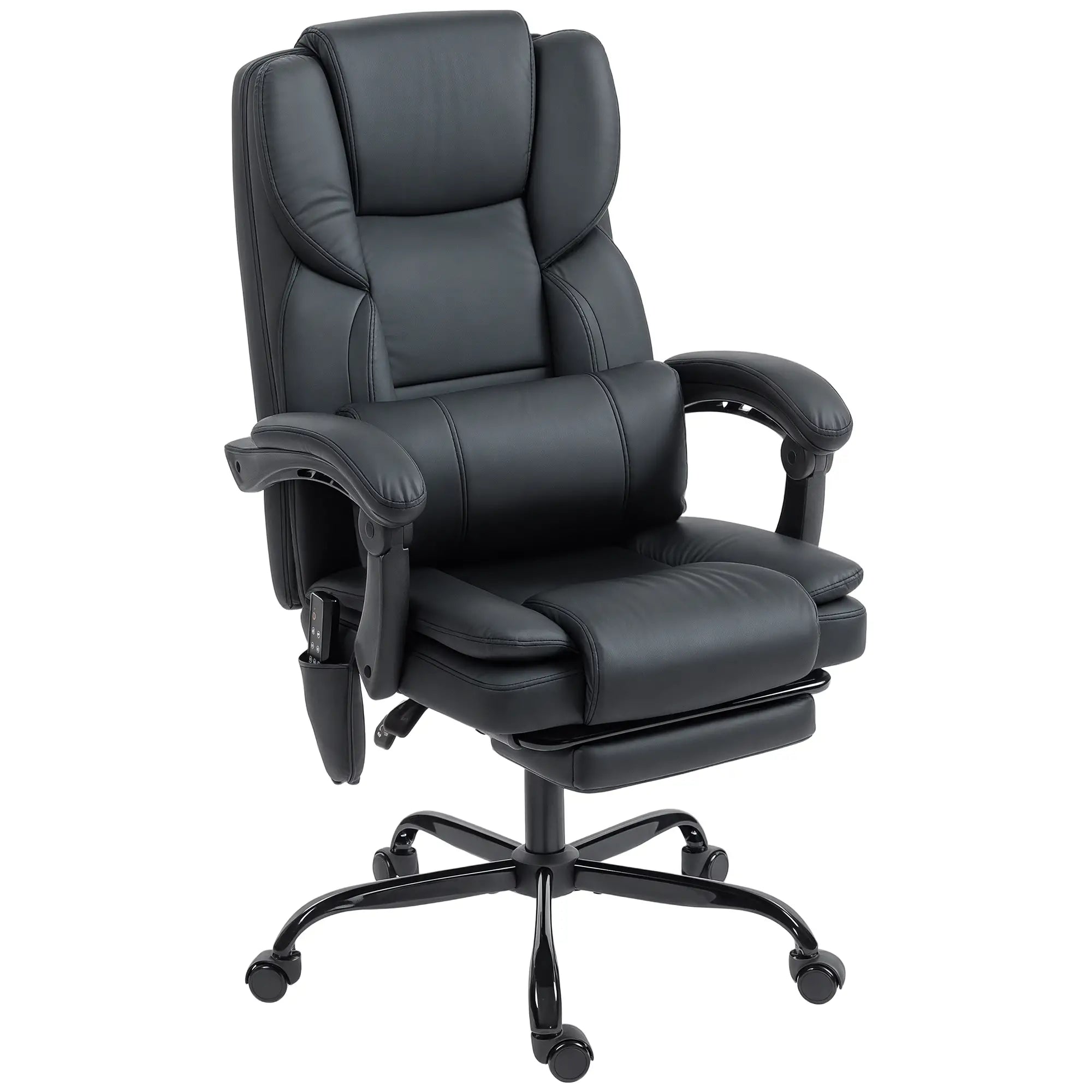 Massage Office Chair, Faux Leather Reclining Desk Chair with Lumbar Support, Footrest, Black Massage Chairs Black at Gallery Canada