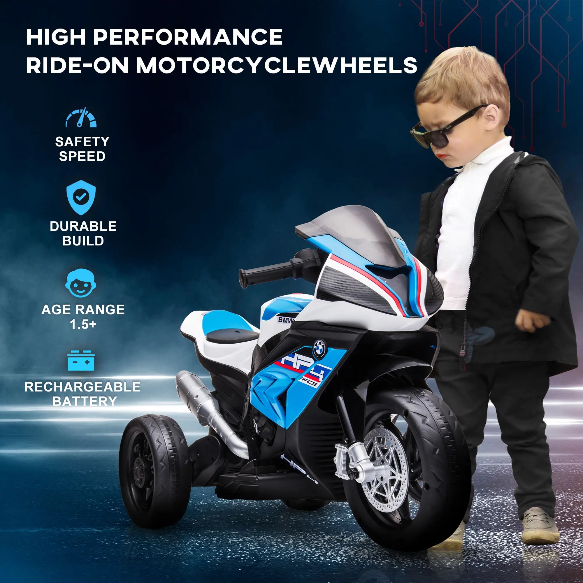 6V Electric Ride-On Motorcycle, 1.5-5 Years, Blue Electric Motorcycles at Gallery Canada
