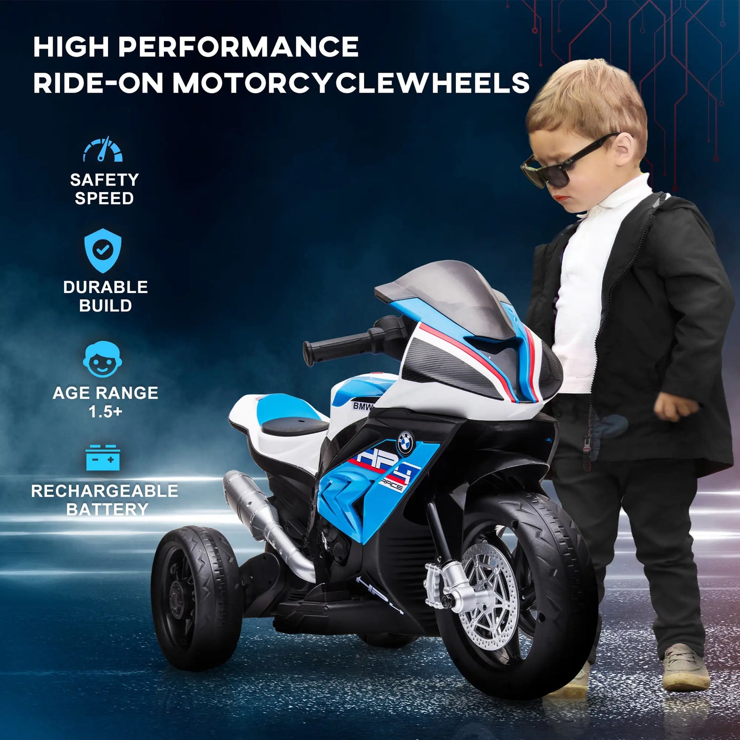 6V Electric Ride-On Motorcycle, 1.5-5 Years, Blue Electric Motorcycles at Gallery Canada