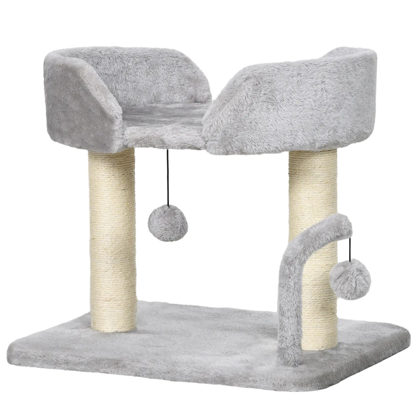 Small Cat Tree, Sisal Scratching Posts, Top Perch, Dangling Balls, Light Grey Cat Trees Light Grey, Cream White at Gallery Canada