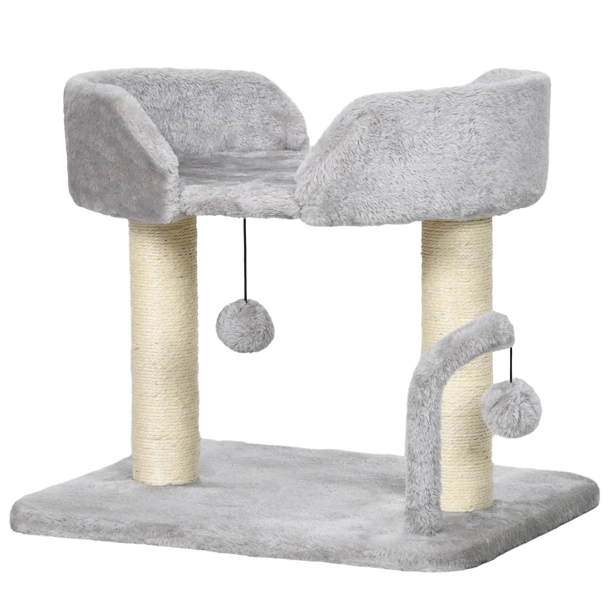 Small Cat Tree, Sisal Scratching Posts, Top Perch, Dangling Balls, Light Grey Cat Trees Light Grey, Cream White at Gallery Canada