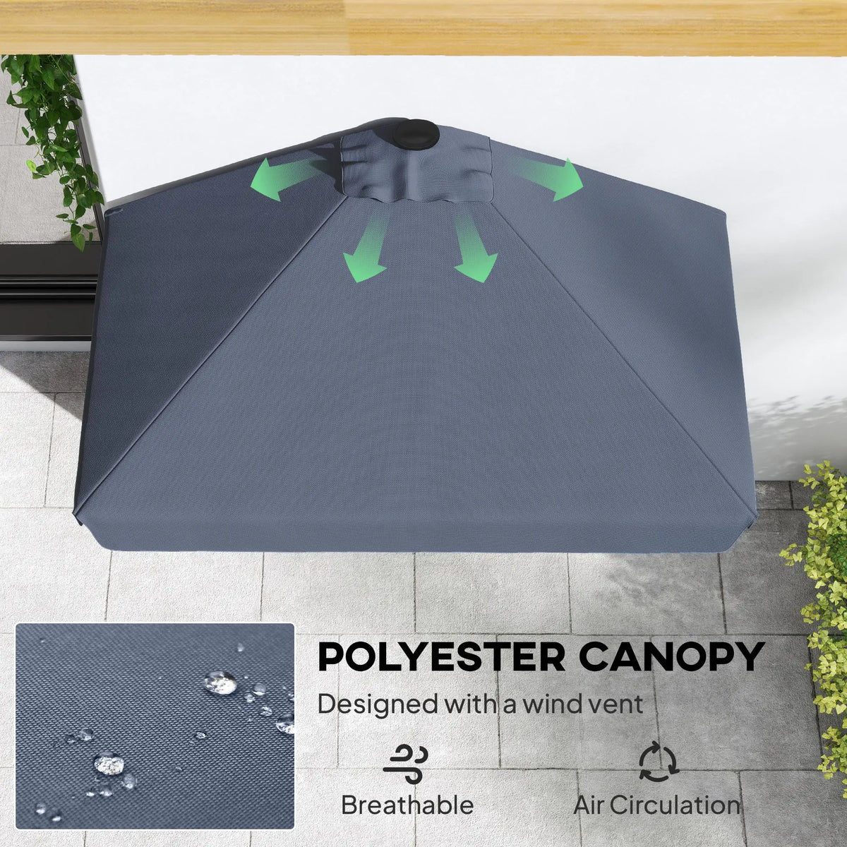 7.5ft Half Umbrella, Crank Handle, Top Vent, Dark Blue