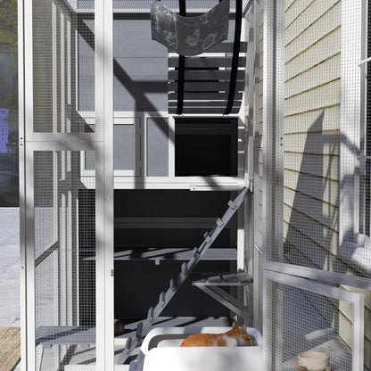 76" Catio Outdoor Cat Enclosure with Condo, Platforms, Grey Outdoor Cat Enclosures at Gallery Canada