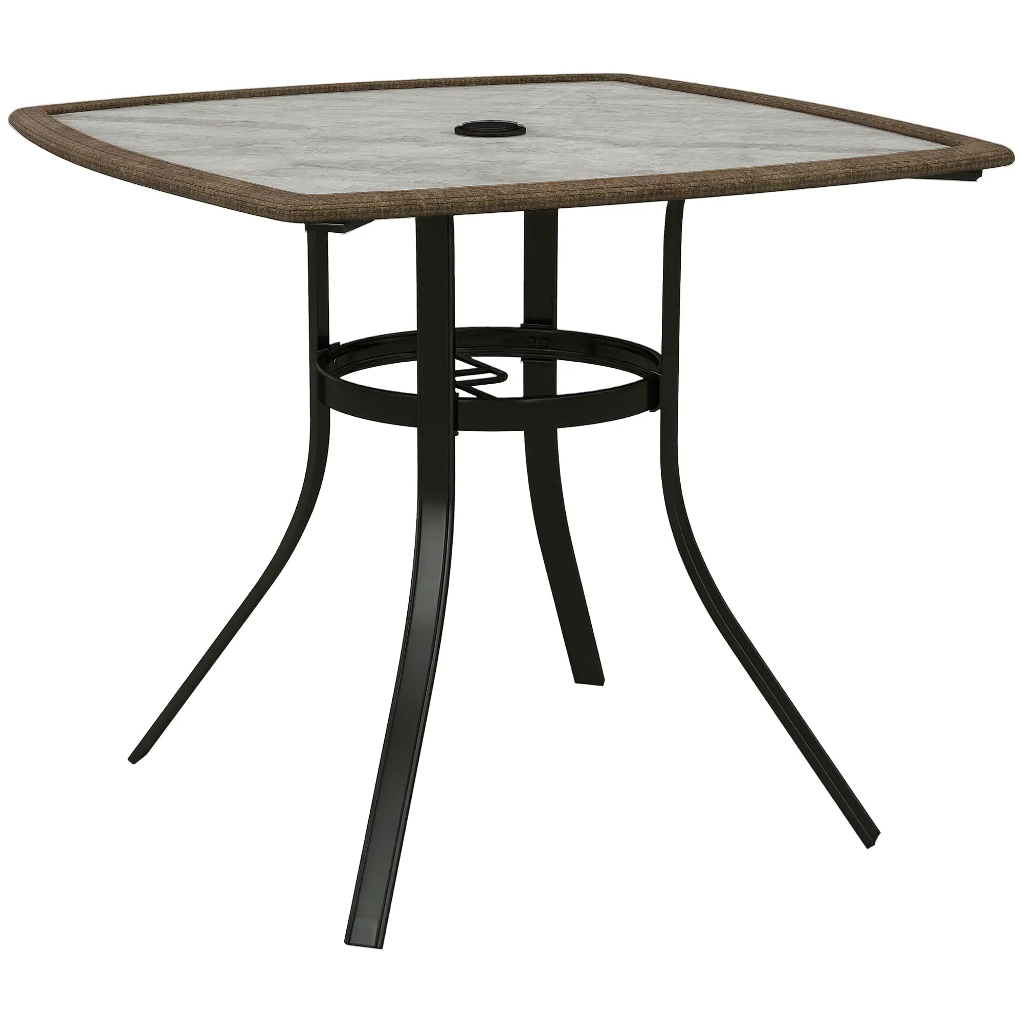34 Square Outdoor Dining Table, Water-Grain Glass Top, Dark Brown Patio Dinning Tables at Gallery Canada