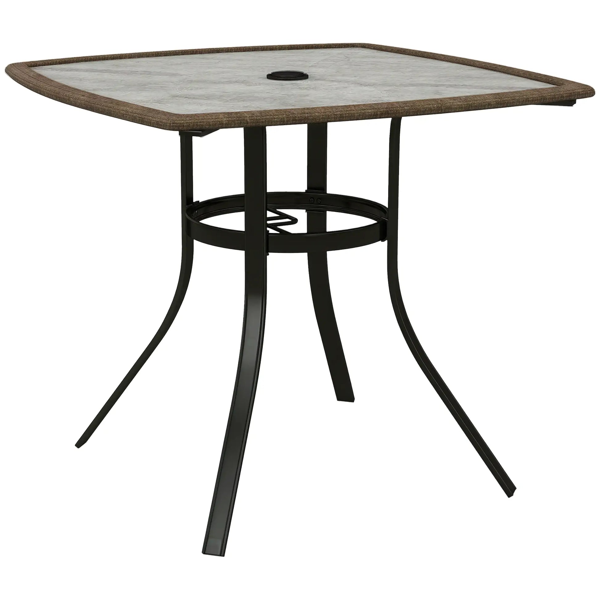 34 Square Outdoor Dining Table, Water-Grain Glass Top, Dark Brown Patio Dinning Tables at Gallery Canada