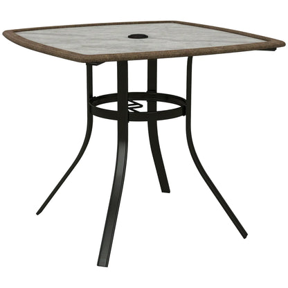 34 Square Outdoor Dining Table, Water-Grain Glass Top, Dark Brown Patio Dinning Tables at Gallery Canada