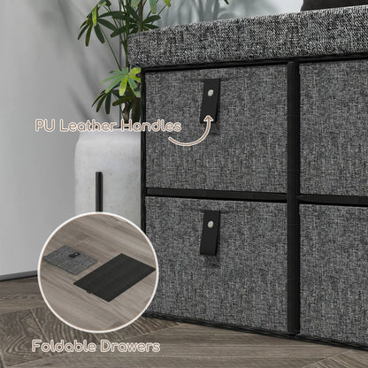 Shoe Bench with Seat, 6 Fabric Drawers, Charcoal Grey Shoe Storage Cabinets & Racks at Gallery Canada