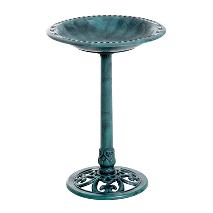 27'' Outdoor Resin Bird Bath, Fleur De Lis Pattern, Time-Worn Finish Garden Decor at Gallery Canada