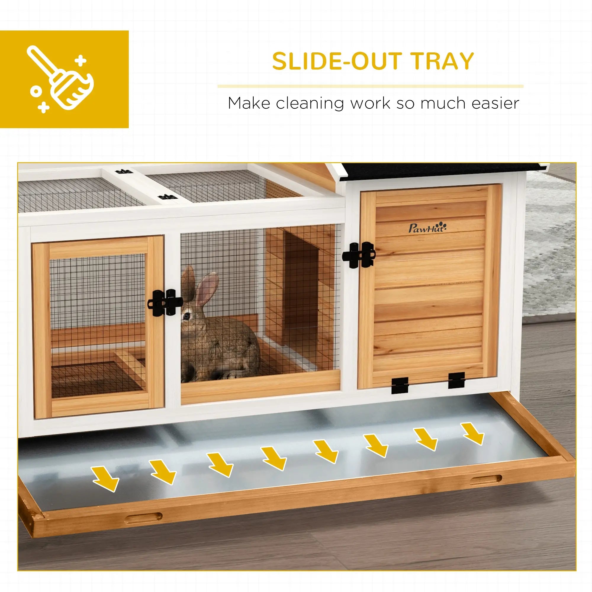 Rabbit Cage With Wheels, Ramp, Run, Tray, Indoor Outdoor, Yellow Rabbit Hutch at Gallery Canada