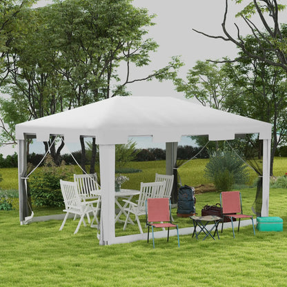 10x13ft Gazebo Tent, Outdoor Canopy, Garden Sun Shade, Mesh Sidewalls, White Canopy Tents at Gallery Canada