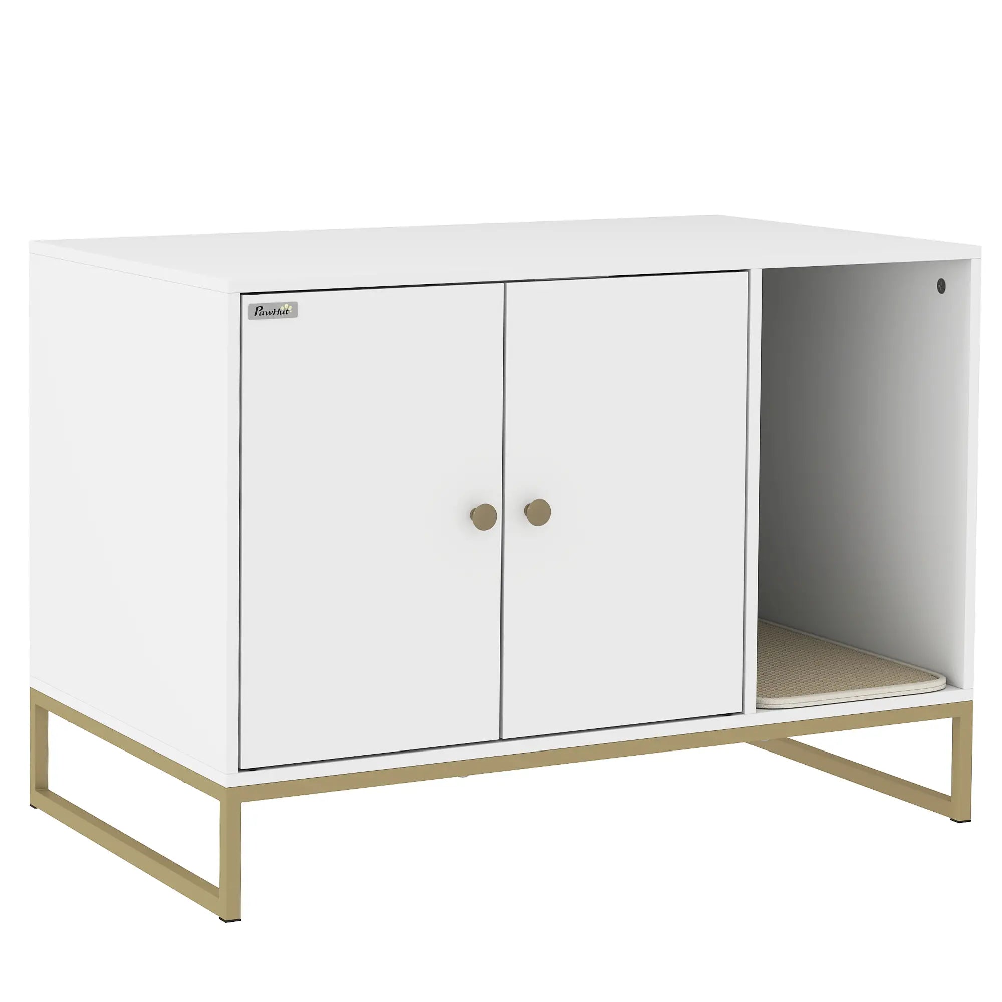 Cat Litter Box Enclosure, Tall Legs, Litter Mat, 31.5