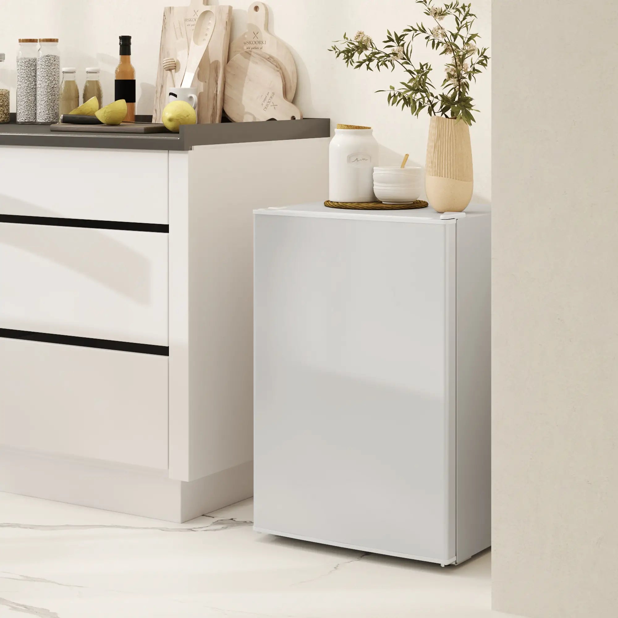 2.5 Cu.Ft Mini Fridge, Single Door Compact Refrigerator with Freezer, Adjustable Thermostat, Reversible Door, White Small Kitchen Appliances at Gallery Canada