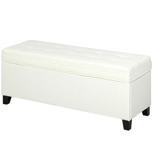 Storage Ottoman Bench, Foot Rest, 47 Inches, Cream White Storage Ottomans & Benches Cream at Gallery Canada