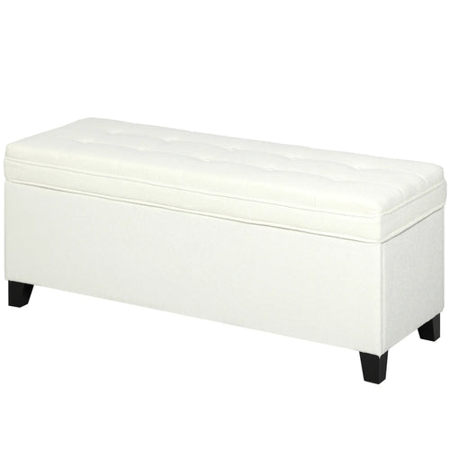 Storage Ottoman Bench, Foot Rest, 47 Inches, Cream White