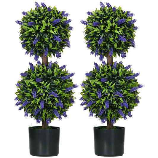2.3ft Artificial Lavender Plants, Set of 2 with Pot, Indoor Outdoor Decor Artificial Trees Green at Gallery Canada