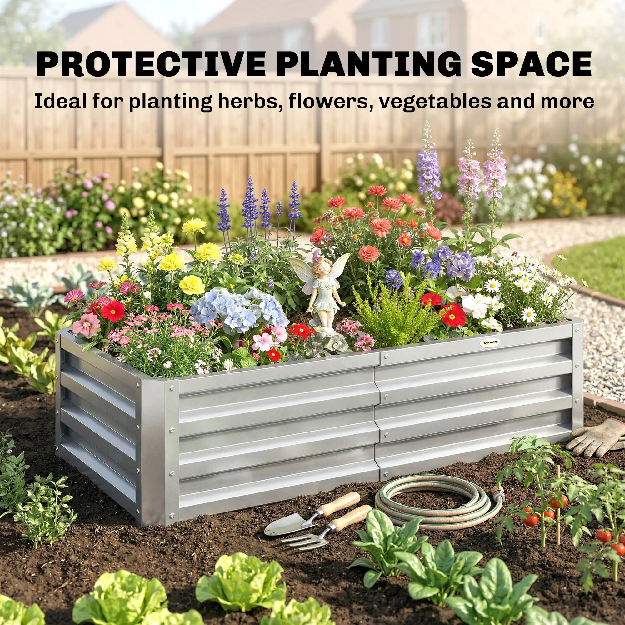 Galvanized Raised Garden Bed, Outdoor Planter Box, 4' x 2' x 1', Silver Raised Garden Beds at Gallery Canada