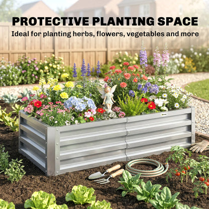 Galvanized Raised Garden Bed, Outdoor Planter Box, 4' x 2' x 1', Silver Raised Garden Beds at Gallery Canada