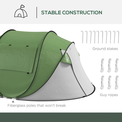Pop Up Tent with Porch, 3000mm Waterproof, 2-3 Person, Green Camping Tents at Gallery Canada