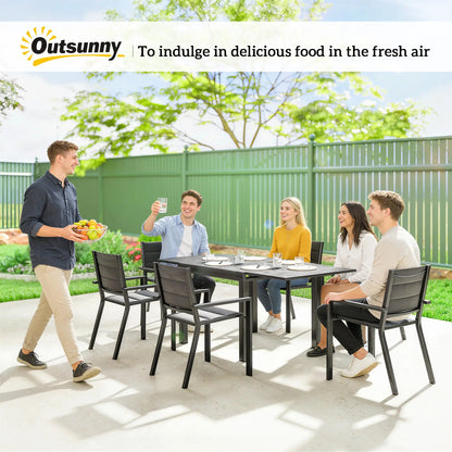 Aluminum Expandable Outdoor Dining Set, 6 Stackable Chairs, Black Outdoor Dining Sets at Gallery Canada