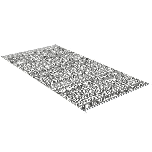 Reversible Outdoor Rug, Waterproof, 9' x 18', Boho, Grey Cream White Outdoor Reversible Rugs Options at Gallery Canada