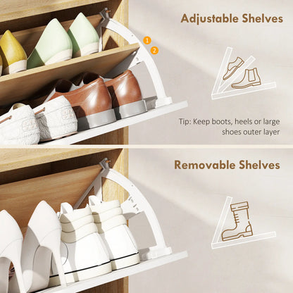 Narrow Shoe Cabinet, 4 Flip Drawers, Adjustable Shelves, Natural Shoe Storage Cabinets & Racks at Gallery Canada