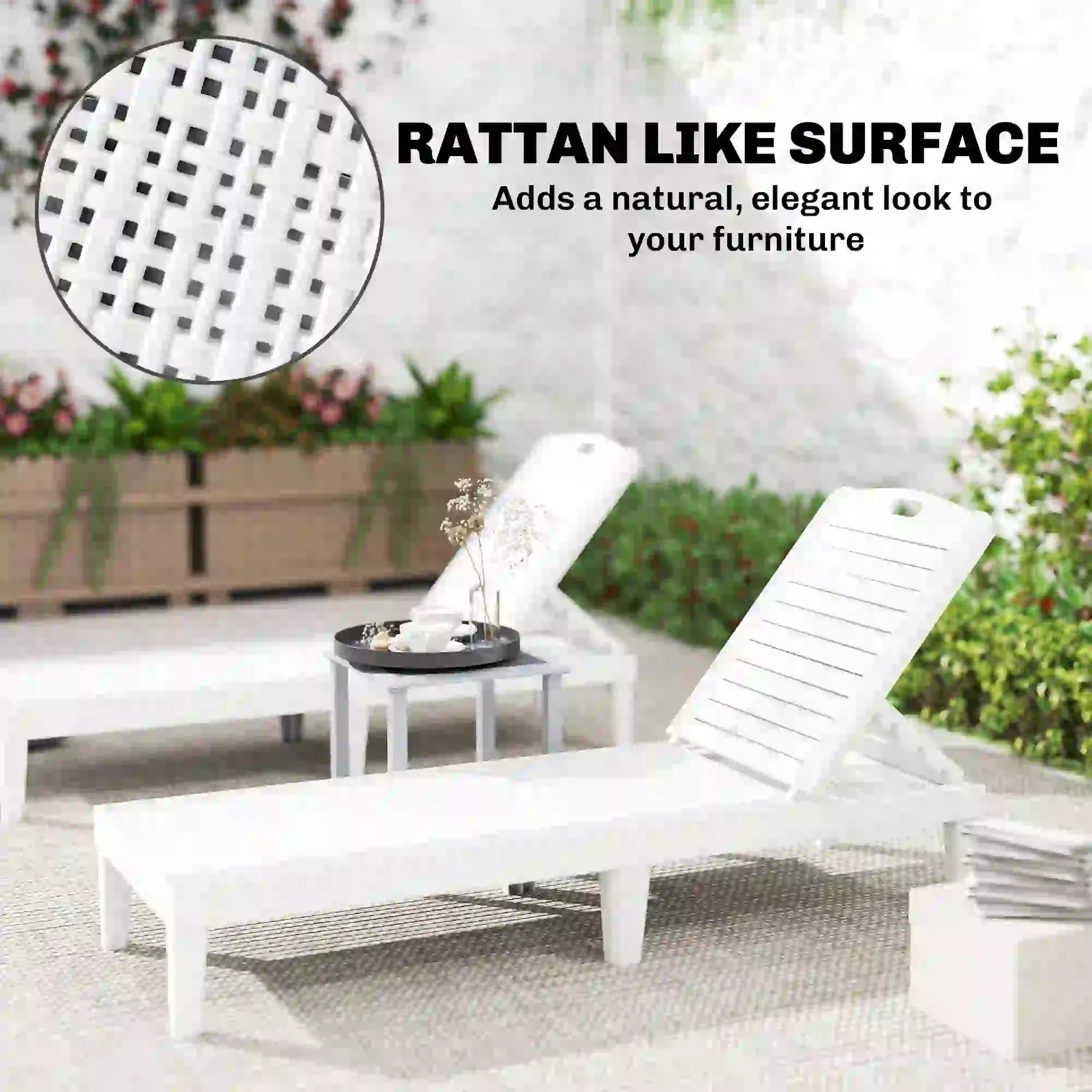 Waterproof Resin Lounge Chairs, Set of 2, 4-Position Adjustable Backrest, White Lounger Chairs at Gallery Canada