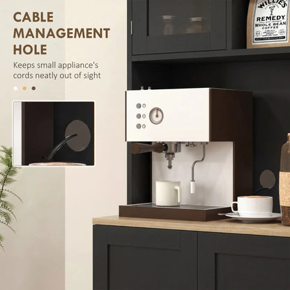 66.5" Tall Kitchen Pantry Cabinet, Microwave Cabinet, Black Kitchen Pantry Cabinets at Gallery Canada
