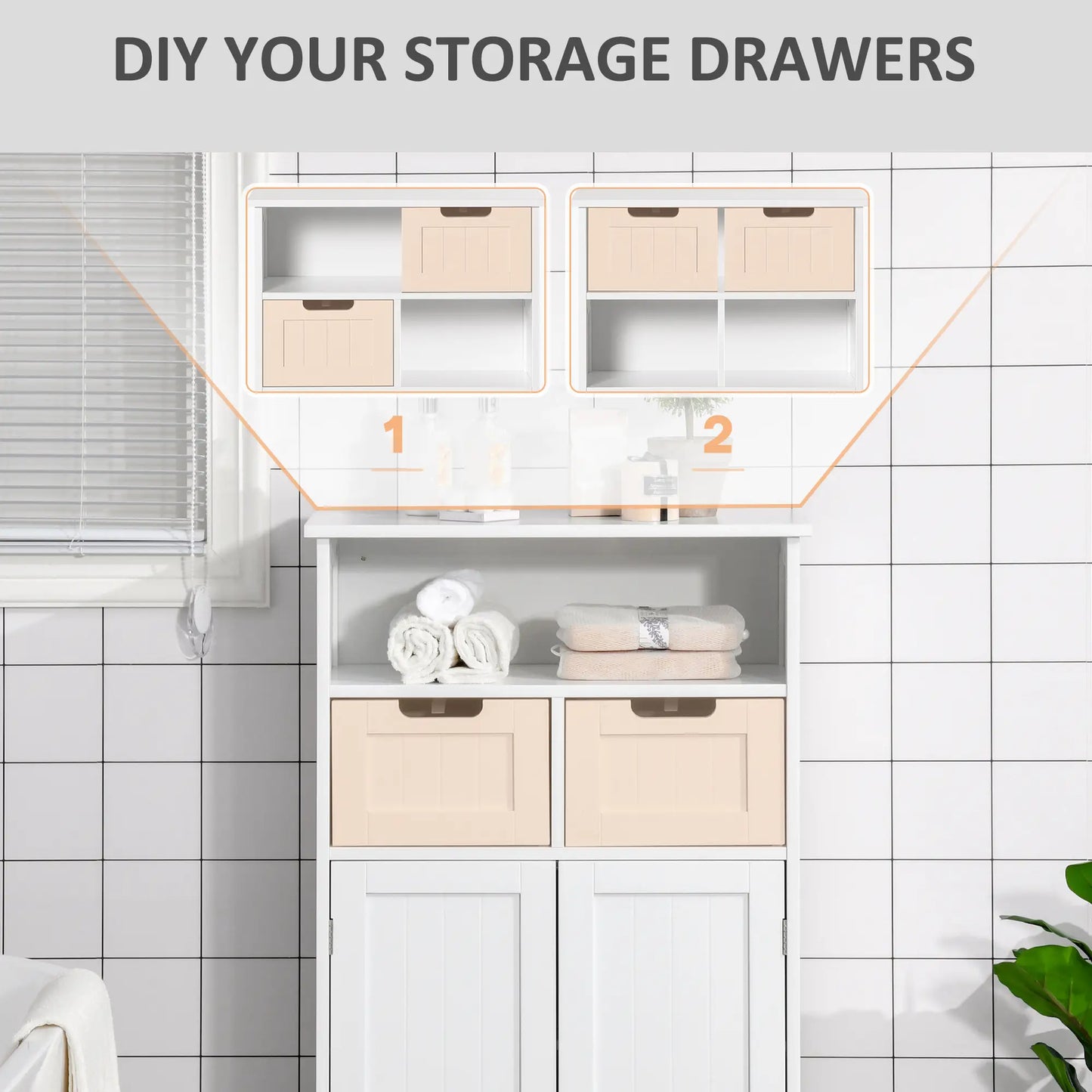 Freestanding Bathroom Cabinet, Adjustable Shelf, Drawers, Small, White Bathroom Cabinets at Gallery Canada