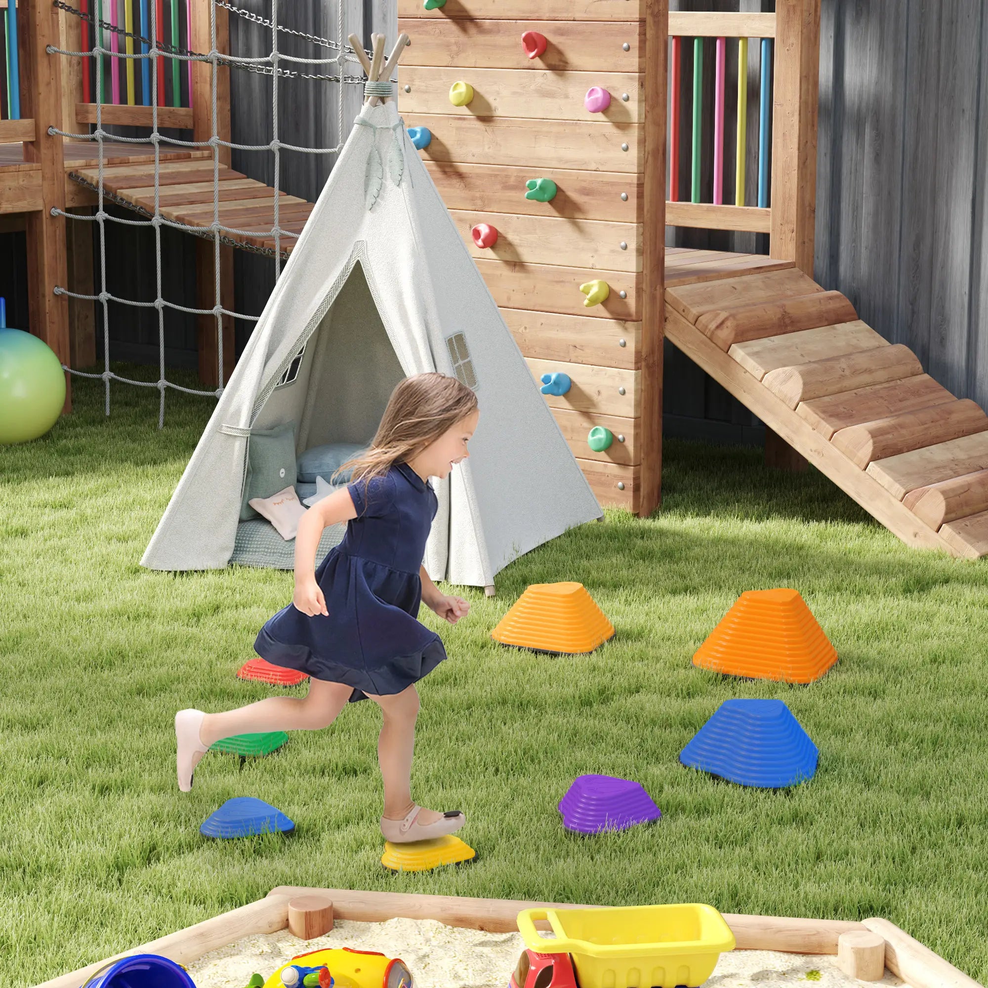 9PCs Heart-Shaped Non-Slip Stackable Kids Stepping Stones Gym Sets & Swings at Gallery Canada