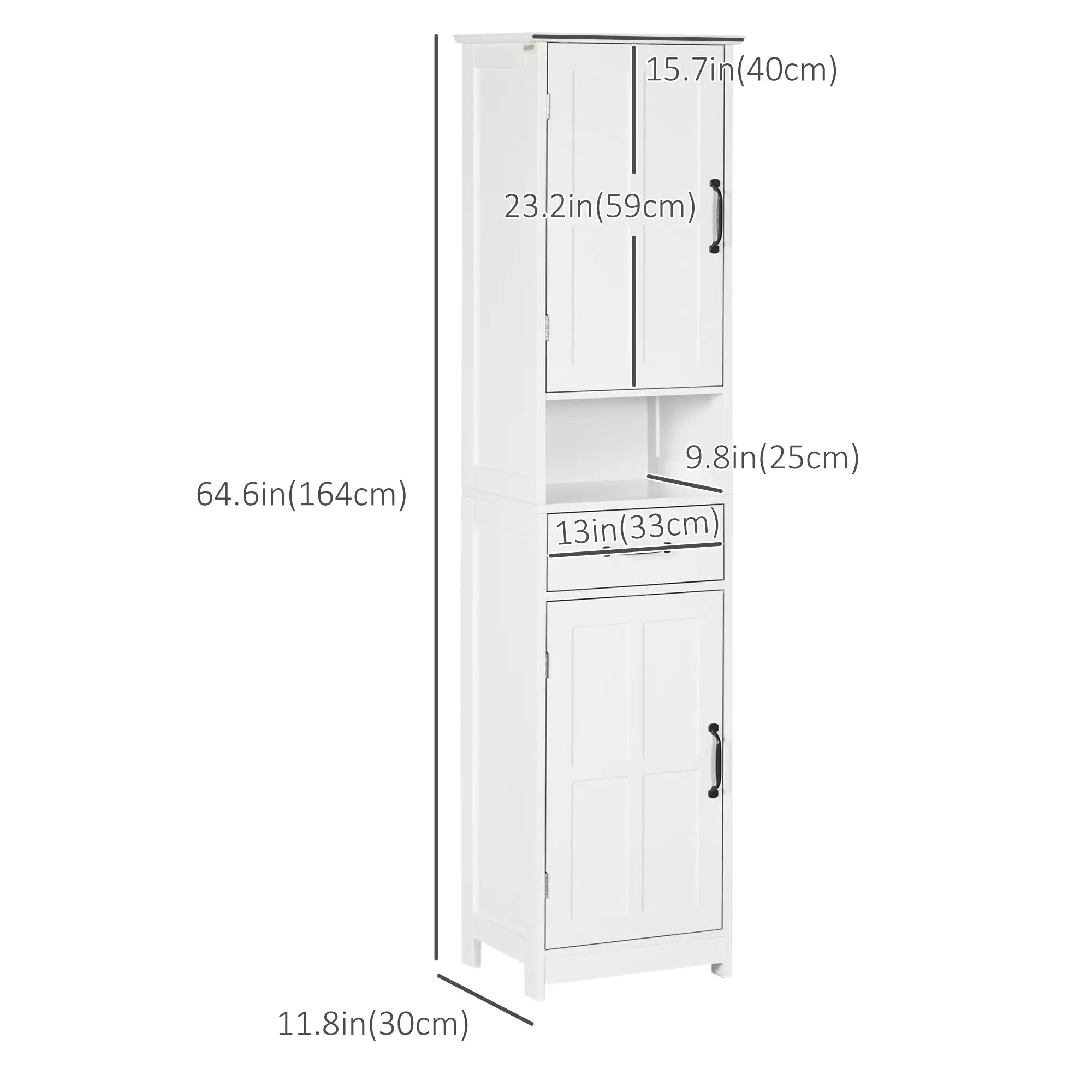 Modern Bathroom Cabinet, Narrow Vanity with Open Shelf, White Bathroom Cabinets at Gallery Canada