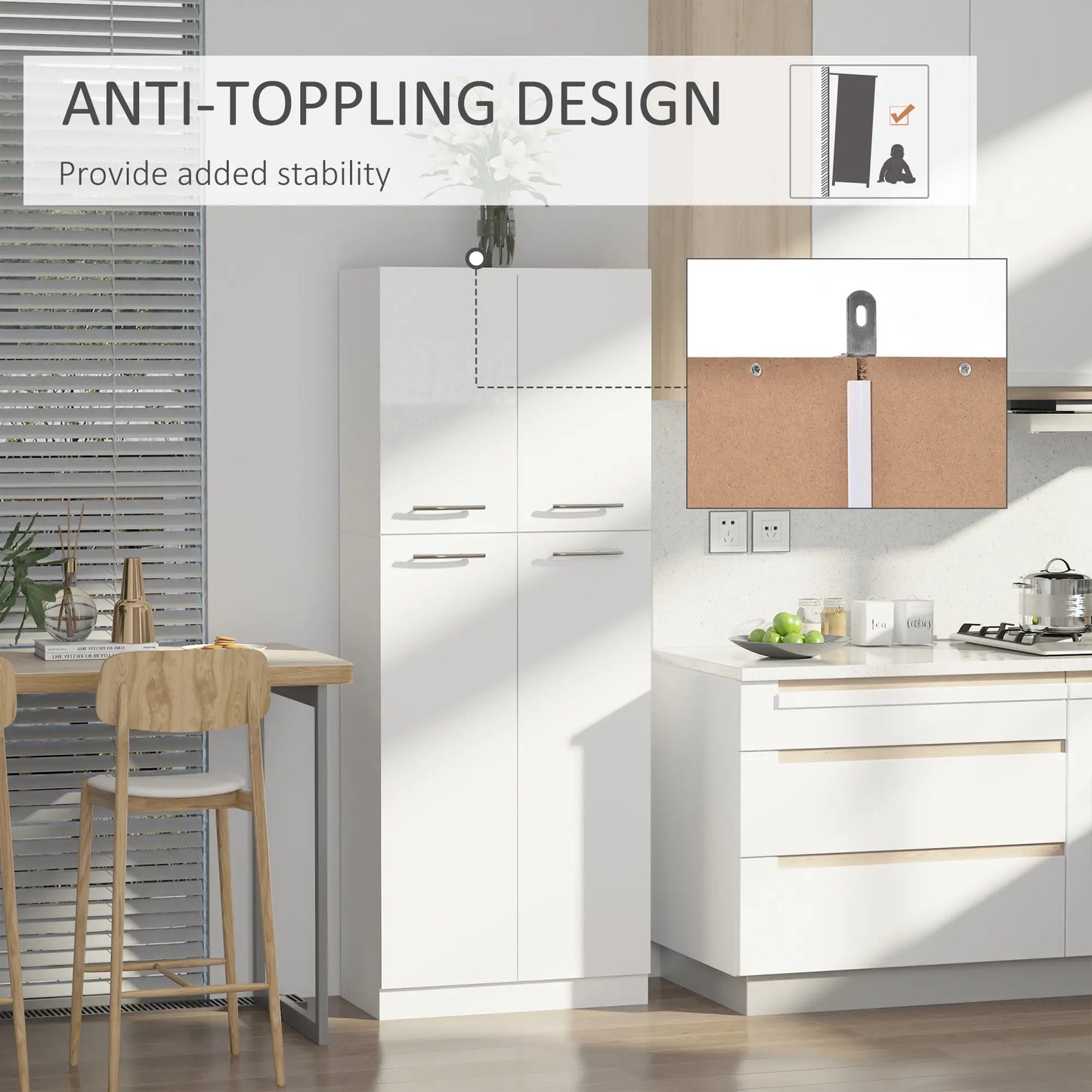 61" Pantry Cabinet, Kitchen Pantry Storage Cabinet with 2 Doors and Adjustable Shelves, Freestanding Storage Cabinet Kitchen Pantry Cabinets at Gallery Canada