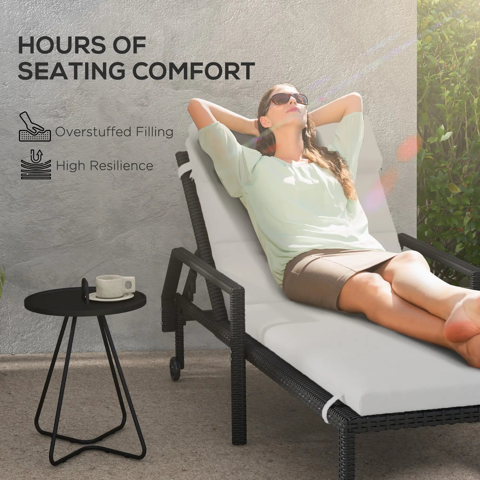 Patio Chaise Lounge Chair Cushion, with Headrest and Ties, Light Grey Patio Chair Cushions at Gallery Canada