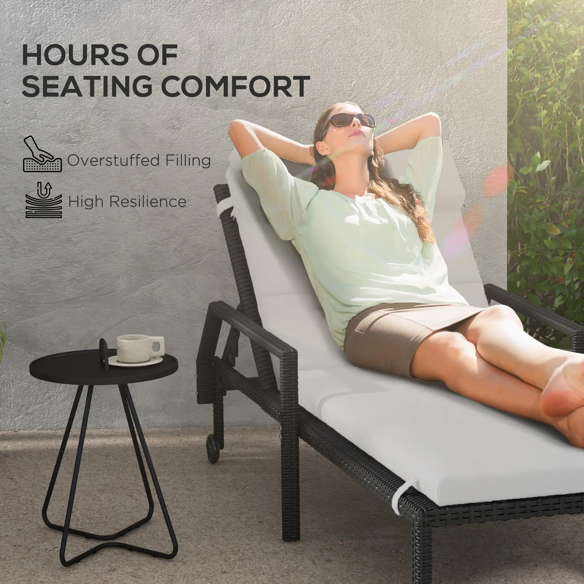 Patio Chaise Lounge Chair Cushion, with Headrest and Ties, Light Grey Patio Chair Cushions at Gallery Canada