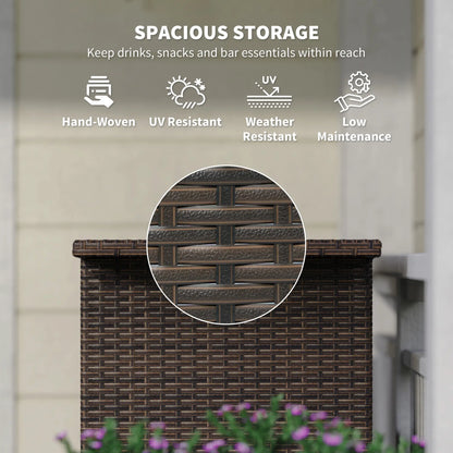 Wicker Outdoor Bar Table, PE Rattan, 2 Shelves, Steel Frame, Dark Brown Bistro Sets at Gallery Canada