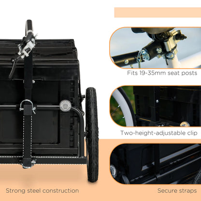 Steel Bike Trailer, Foldable Storage Box, Safe Reflectors, Max Load 88LBS, Black Bike Cargo Trailers at Gallery Canada