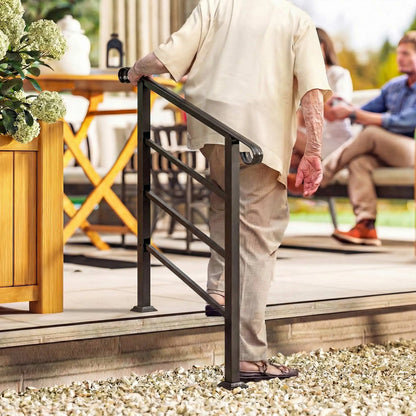 Adjustable Outdoor Stair Railing, 2 to 3 Steps, Black Garden Decor at Gallery Canada