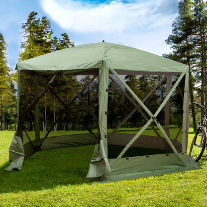 12' x 12' Hexagon Pop Up Screen Tent, Camping Shelter, Green Pop Up Canopies at Gallery Canada